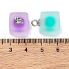 Frosted Resin Cube Pendants RESI-U002-11-3