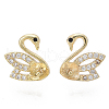Brass Micro Pave Clear Cubic Zirconia Stud Earring Findings KK-N232-14-NF-1