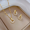 Brass Micro Pave Cubic Zirconia Pendant Necklace & Stud Earrings WG7AC39-45-1