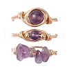 3Pcs 3 Styles Natural Rose Quartz & Amethyst & Green Aventurine Finger Rings RJEW-JR00745-4