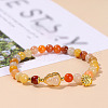 Natural Golden Silk Jade Round Beads Stretch Bracelets WG049BD-01-1