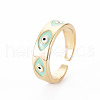 Real 16K Gold Plated Brass Enamel Cuff Rings RJEW-N037-001-NF-4