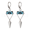 Triangle with Eye Brass Glass Seed Beaded Leverback Earrings EJEW-MZ00452-01-2