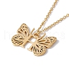 Initial Letter with Butterfly Pendant Necklace NJEW-C026-01G-H-3