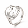 304 Stainless Steel Bat Adjustable Ring for Women RJEW-B027-04P-1