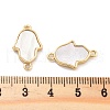 Rack Plating Brass Pave Shell Hamsa Hand Links Connector Charms KK-C063-02G-3