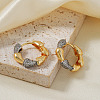 Minimalist Bamboo Brass Clear Cubic Zirconia Hoop Earrings XL2629-3