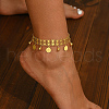 Exquisite Middle Eastern Style Brass Bell Coin Pendant Anklets for Women YP3900-2-1