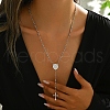 Stainless Steel Vintage Relief Portrait Pendant Tassel Cross Rosary Bead Necklaces for Women UI6948-4-2