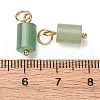 Natural Green Aventurine Column Charms with 304 Stainless Steel Jump Rings G-Q032-01F-3