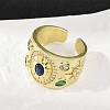 Brass Micro Pave Cubic Zirconia Adjustable Cuff Rings for Women RJEW-C129-10G-1