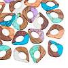 Transparent Resin & Walnut Wood Pendants RESI-CJ0001-74-6