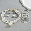 Plastic Imitation Pearl Multilayer Round Beaded Pendant Necklace & Stud Earring & Beaded Bracelet Sets FS-WG48E7A-01-4