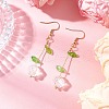 9 Pairs Flower Glass Dangle Earrings EJEW-JE06445-4