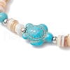 Natural Freshwater Shell with Synthetic Turquoise Beads Stretch Bracelets for Men Women BJEW-JB11745-02-3