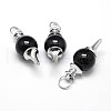 Platinum Tone Zinc Alloy Natural Dyed & Heated Black Agate Pendants G-F228-47A-FF-1