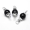 Platinum Tone Zinc Alloy Natural Black Agate Pendants G-F228-47A-FF-1