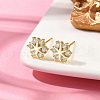 Flower Brass Micro Pave Clear Cubic Zirconin Stud Earrings EJEW-D318-10G-3