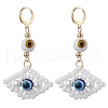 Glass Seed Bead Evil Eye Hoop Earrings EJEW-MZ00272-3