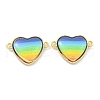 Rack Plating Brass Pave Rainbow Color Resin Connector Charms KK-M290-03B-G-1
