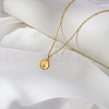 Simple Stainless Steel Pave Clear Cubic Zirconia Flat Round Pendant Necklaces for Women's Daily Wear AQ5900-2-2