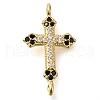 Brass Pave Black & Clear Cubic Zirconia Connector Charms KK-M101-02D-G01-1