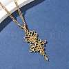 304 Stainless Steel Hollow Cut Yoga Om Lotus Flower Pendant Necklaces NJEW-Z073-02G-06-2