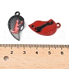 Spray Painted Alloy Red and Black Enamel Split Pendants PALLOY-V006-07-3