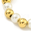 304 Stainless Steel & 201 Stainless Steel & Plastic Pearl Round Beaded Bracelets for Women BJEW-G717-01B-G-2