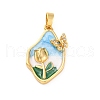 Brass Enamel Pendants KK-Z084-15G-03-1