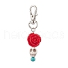 Skull Synthetic Turquoise & Flower Resin Pendant Decoration KEYC-JKC00824-S-1