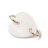 6Pcs 2 Colors Natural Freshwater Shell Heart Connector Charms PALLOY-JF03885-4