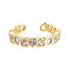Cubic Zirconia Heart Wrap Open Cuff Ring RJEW-N035-121-1
