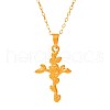 Stainless Steel Rose Flower Cross Pendant Necklaces for Women VU6058-2-5