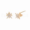 Brass Micro Pave Clear Cubic Zirconia Stud Earring Findings KK-S364-139-2