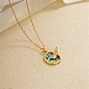 Fashionable Brass Pave Natural Paua Shell & Clear Cubic Zirconia Pendant Necklaces for Daily Parties QO9830-1-1