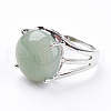 Adjustable Natural Green Aventurine Finger Rings RJEW-F075-01K-2