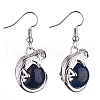 Natural Lapis Lazuli Chameleon Dangle Earrings with Crystal Rhinestone EJEW-A092-10P-01-3