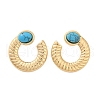 304 Stainless Steel Synthetic Turquoise Stud Earrings for Women EJEW-U046-14G-4