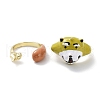 3D Animal Alloy Open Cuff Rings RJEW-D003-01A-G-3
