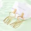 304 Stainless Steel Tassel Stud Earrings EJEW-Z098-04G-3