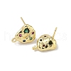 Brass Micro Pave Cubic Zirconia Stud Earring Findings KK-U075-01B-04G-2
