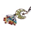 Natural Peridot Moon with Mixed Gemstone Chips Tassel Pendant Decorations G-L524-07R-A09-3