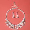 Triangle & Rectangle Alloy Rhinestone Pendant Necklaces & Stud Earrings Sets FS-WG3FAF9-01-3