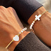 2Pcs Shell Heart Cross Bead Braided Bracelets Sets NN9980-2