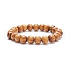 Natural Wood Round Beaded Stretch Bracelet BJEW-JB08214-1