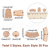 CHGCRAFT 90Pcs 3 Style Unfinished Wood Connector Charms DIY-CA0004-66-2