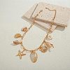 Brass & Natural Shell Starfish Shell Shaped Pendant Bib Necklaces for Beach FS-WGE22AD-02-1