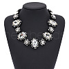 Alloy Rhinestone & Glass Oval Link Chain Necklaces for Women FS-WG2E80C-03-1