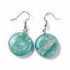 Natural Amazonite Flat Round Dangle Earrings EJEW-D188-03P-10-2